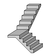 two stair flights at a 90-degree angle