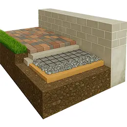 Betonstrook rond huis